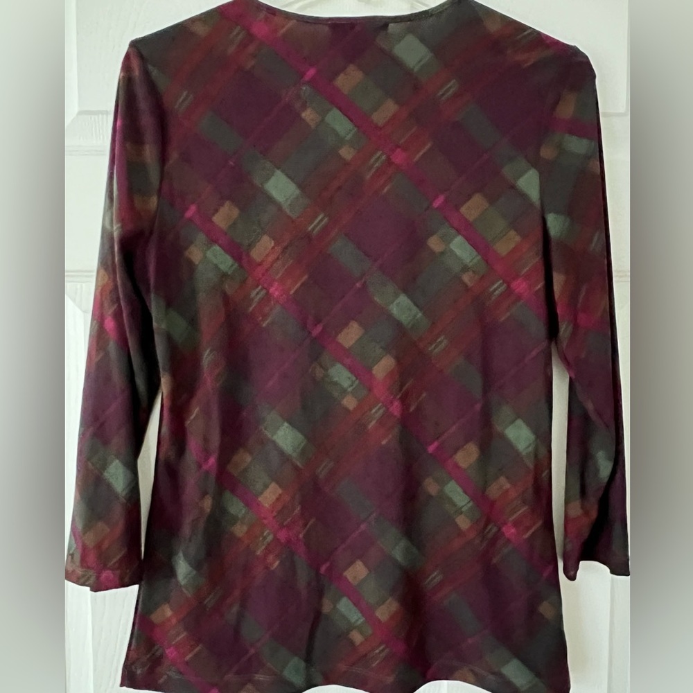 Chaps Plaid Keyhole Top - Picture 3 of 6